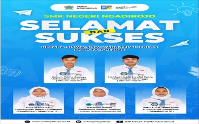 Bangga! Siswa SMKN Ngadirojo Raih Kursi Perguruan Tinggi Negeri Lewat Jalur SNBP dan SPAN-PTKIN 2026
